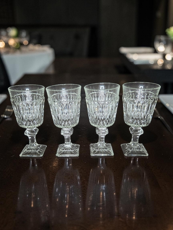 Other - Set Of 4 Indiana Glass Mt. Vernon Clear Wine Goblets ♡
